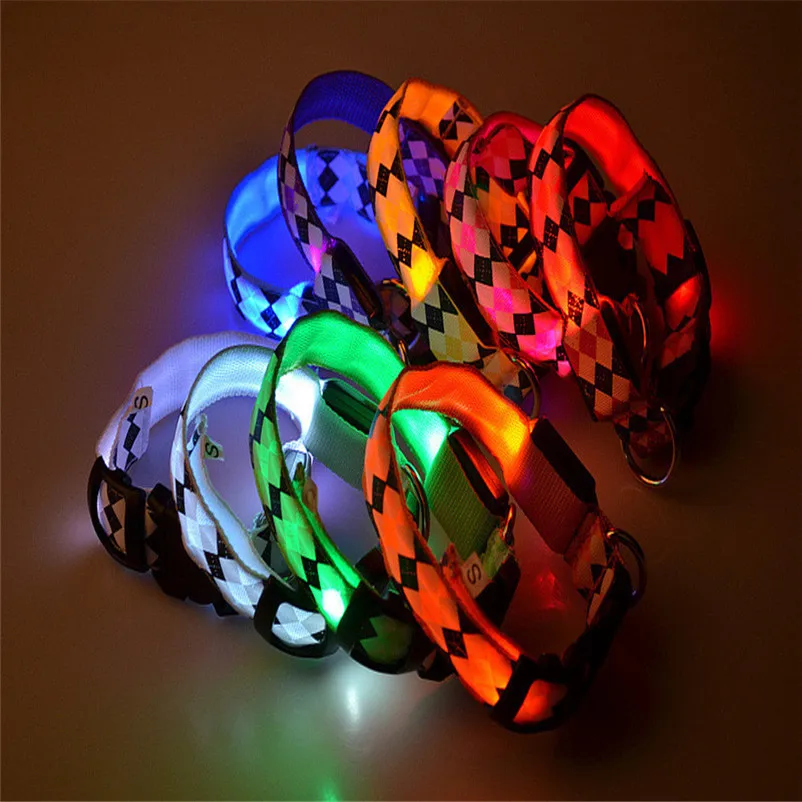 Collar for cats Pet Dog LED Glow Light Leash Collar Diamond Pattern Collar Accessories pet Product Leash and Harnesses A15 (2)