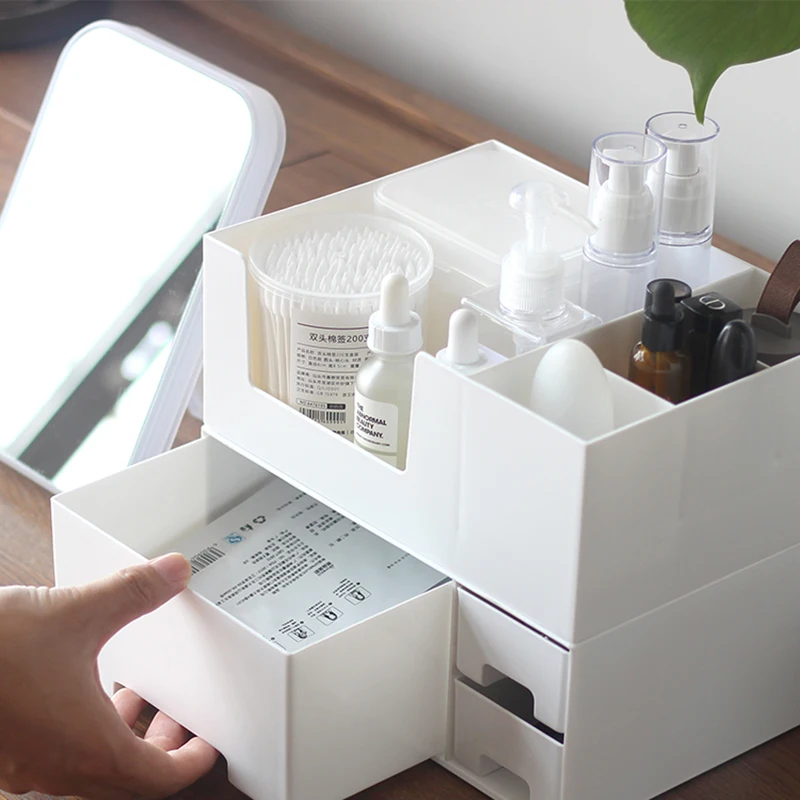 2 Layers Combination Cosmetic Storage Box Dormitory Desktop Lipstick Makeup Skin Care Mask Organizer Dressing Table Container