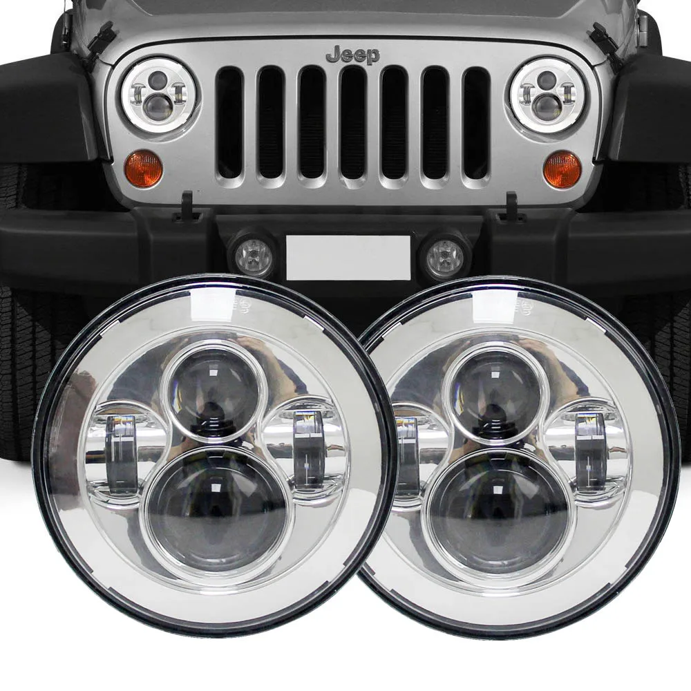 Круглые светодиодные фары 7 дюймов для Je ep Wr angler 97 15 налобный фонарь Toyota Defender