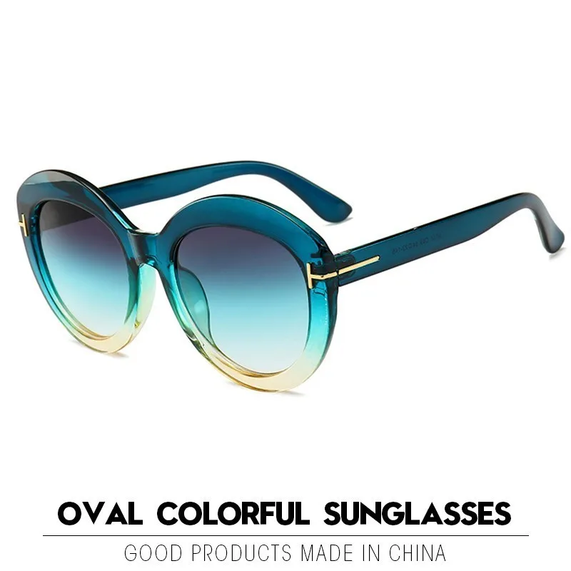 

Vintage Colorful Gradient Sunglasses Women Oval Brand Designer Shades For Ladies T Sun Glasses Oculos Gafas Lentes De Sol UV400