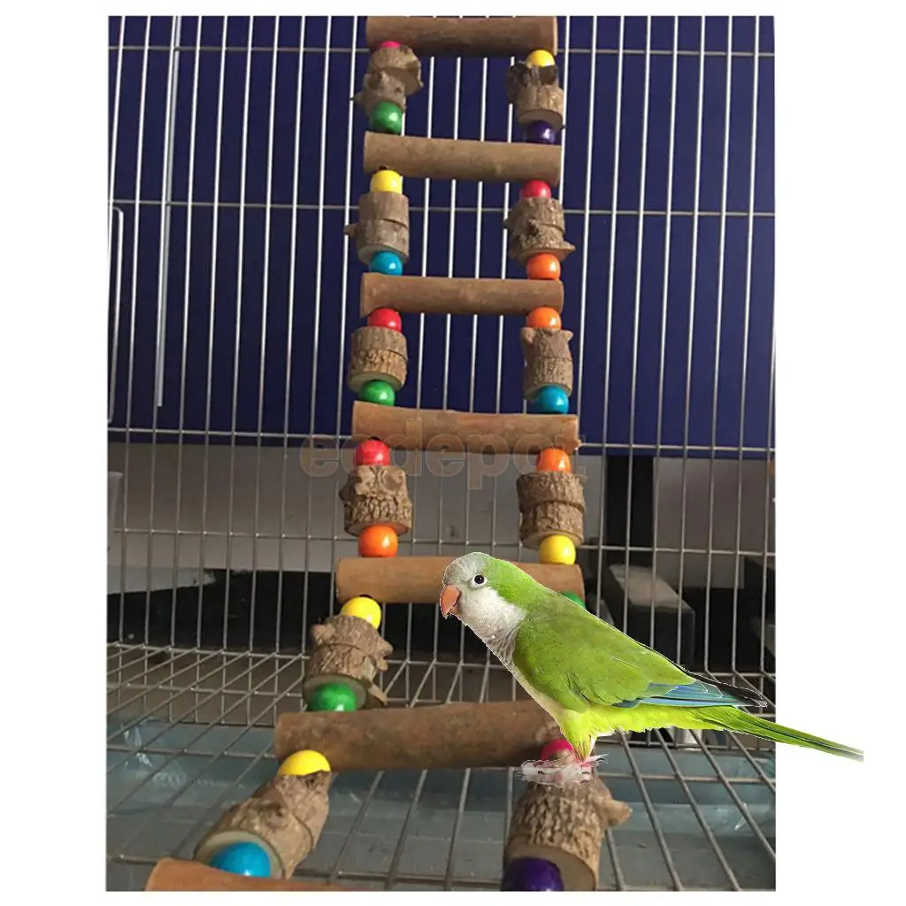 Bird Parrot Rat Hamster Chinchilla Toy, Wooden Ladder Bridge Swing Hanging Ladder Toy for Pet Trainning