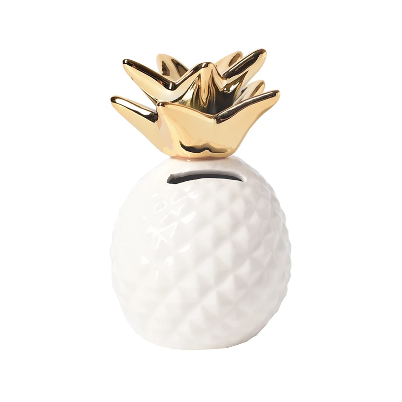 Nordic Small Ceramic Pineapple Money Boxes, Golden Piggy Bank, Saving Box, Home Desktop Decoration 5