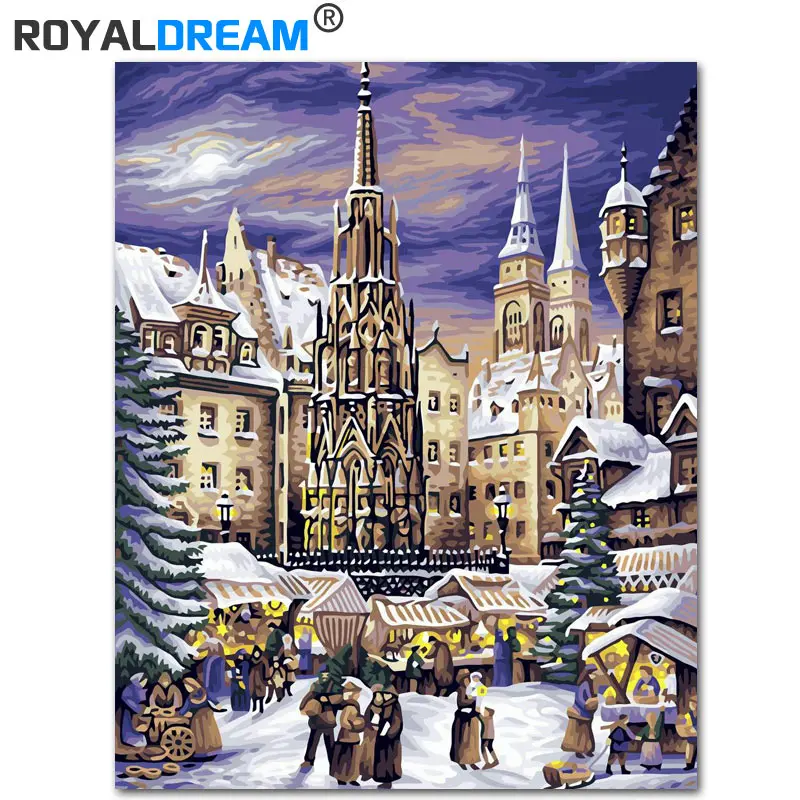 ROYALDREAM форт Нью-Йорк Рождественский рынок DIY цифровая картина маслом по номерам