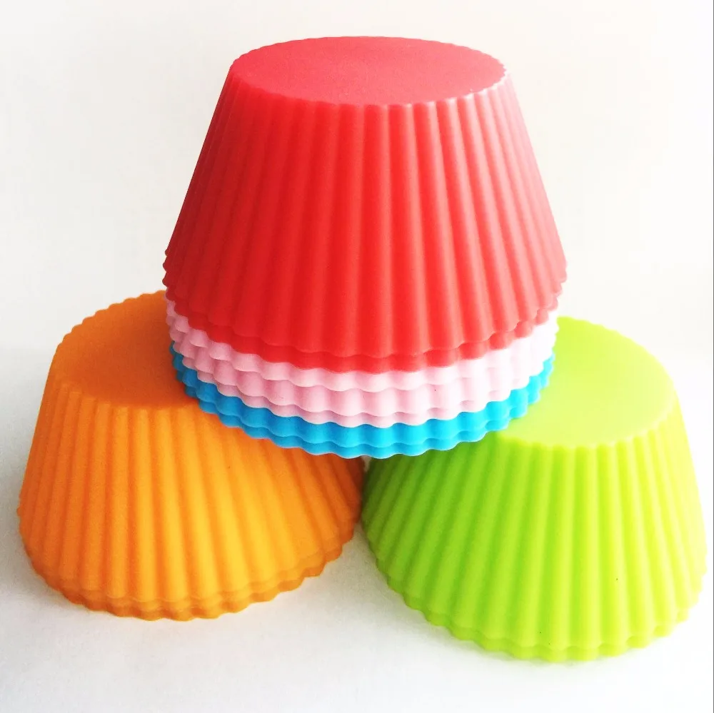 

24pcs/lot Multi-color Silicone Cake Liner Case Muffin Cupcake Mold Round Shape Baking Mould Dia 7cm MF82