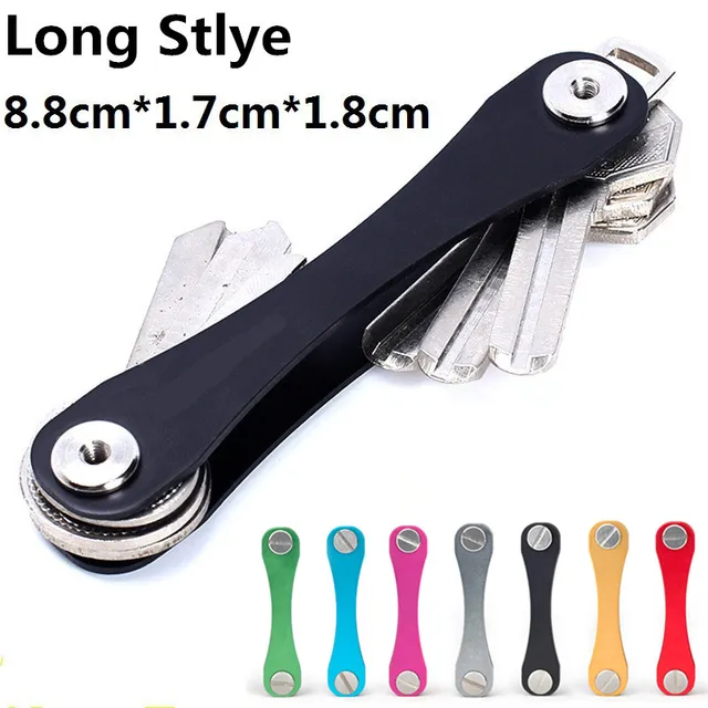 Long Stlye EDC GEAR Aluminum Hard Oxide Car Key Holder Clip Keys Organizer Folder Smart Keychain Outdoor Key Storage Collector