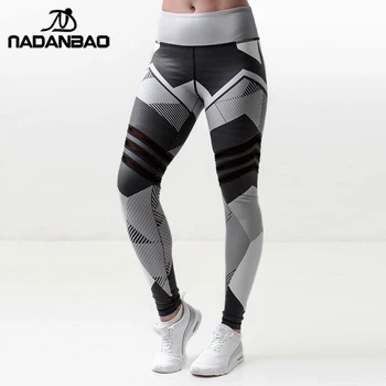 

NADANBAO Stripped Geometric Design Leggings Women Digital Print Plus Size legging High Waist Workout Fitness Stretch Pants