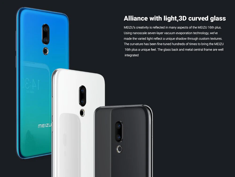 Meizu 16th Plus мобильный телефон 6,5 дюймов 6 ГБ/8 ГБ 128 ГБ/256 ГБ Snapdragon 845 разблокировка экрана 3640 мАч камера 20 МП телефон