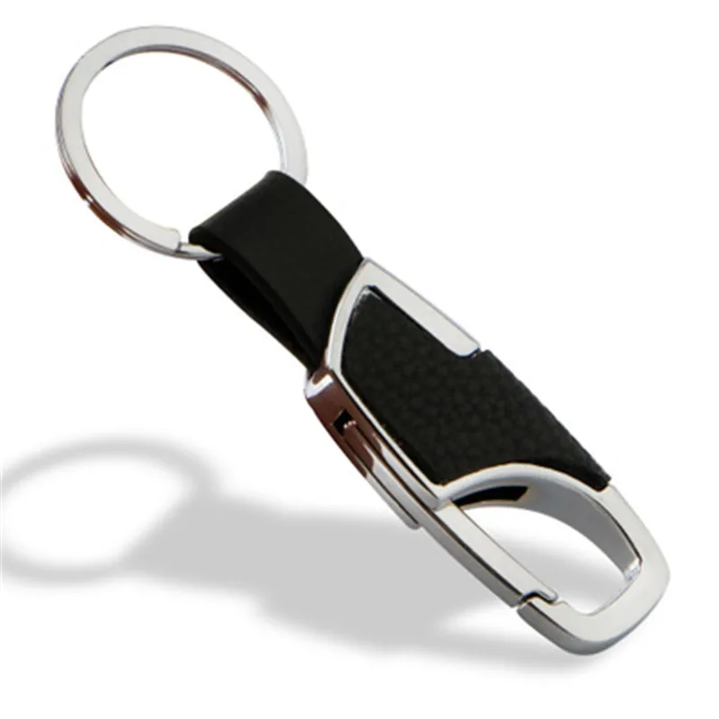 New Fashion Black Leather Strap Car Keyring Keychain Key Chain Ring Key