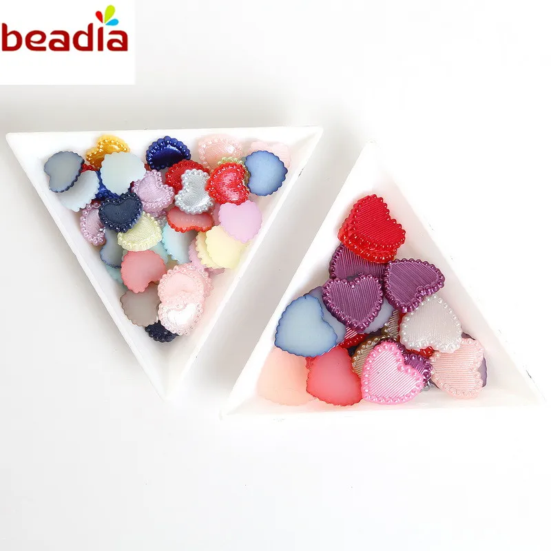 

Size 10/14mm 150-100pcs Random Mixed Flatback Heart Shape Plastic ABS Imitation Pearl Beads For DIY Jewelry Craft Decoration