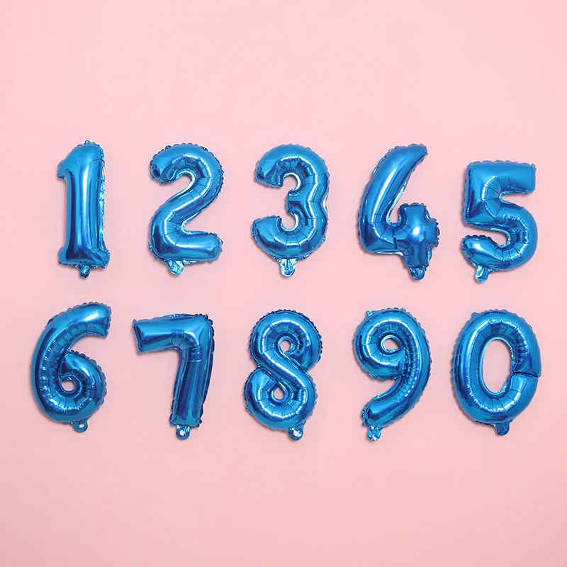Starlzmu 10 шт. 16 дюймов розовый Количество воздушных шаров синий цифровой Фольга шар наряд для первого дня рождения рисунок воздуха воздушный шар для Бэйби Шауэр украшения