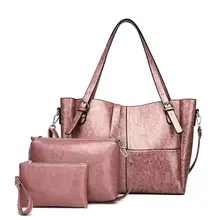 

2018 Highest Quality Vintage Designer Leather Shoulder Bag Set Casual Handbag Women Totes Fashion Satchel Female Set Of Bag