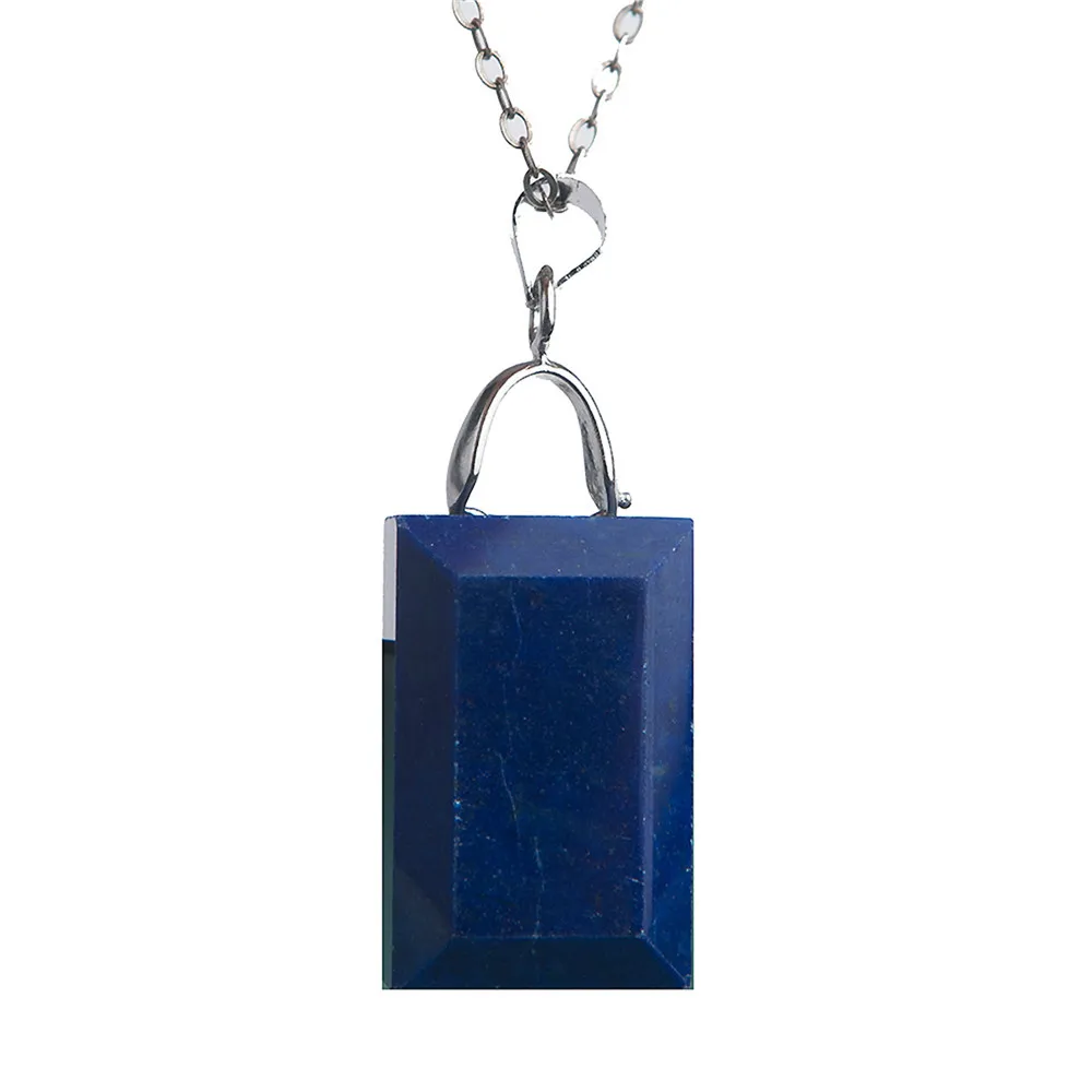 

Genuine Jewelry Pendant For Men Women Natural Lapis Lazuli Crystal Gems Rectangle Bead Pendants Necklace 21*12*9mm