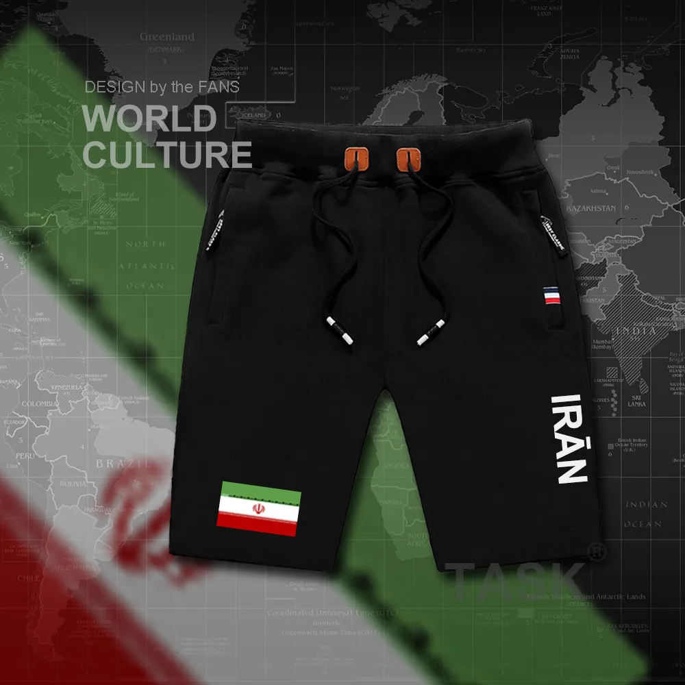Иран Исламская для мужчин S шорты для женщин пляжные новые пляжные шорты Флаг Тренировки карман на молнии пот Бодибилдинг 2017 хлоп