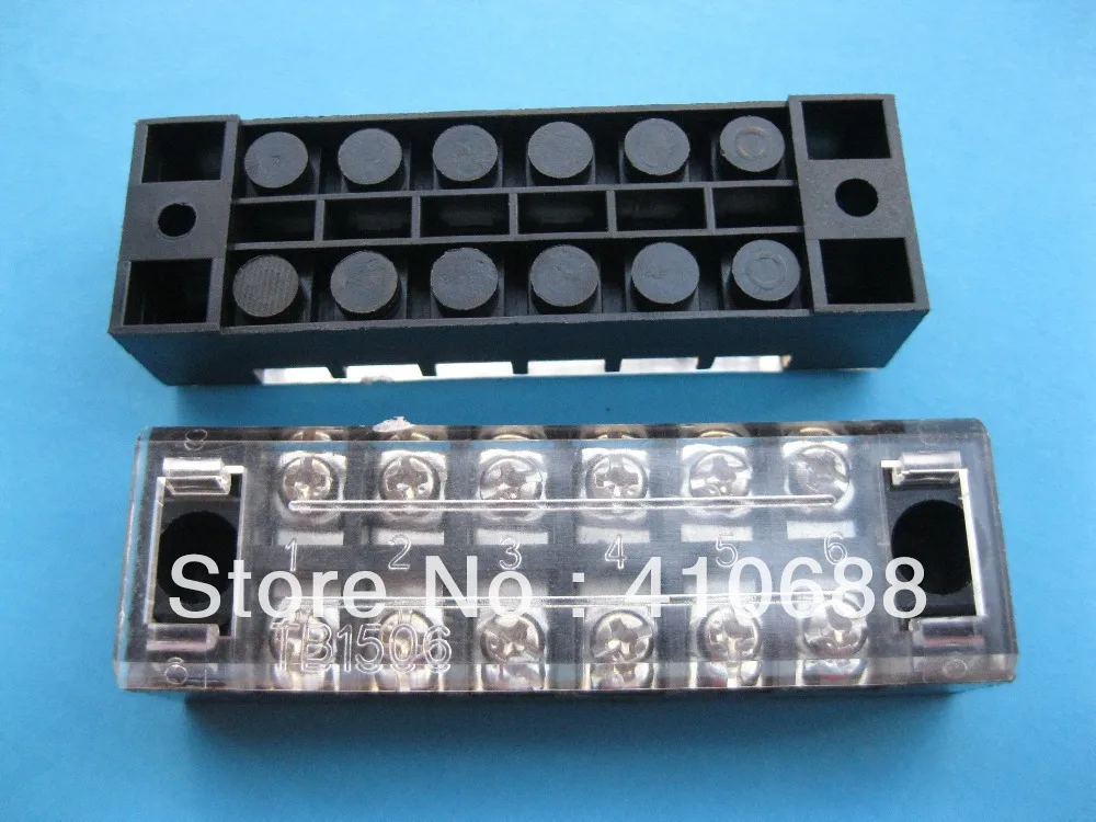 24 pcs 600V 15A TB1506 터미널 블록 이중 행 6 위치