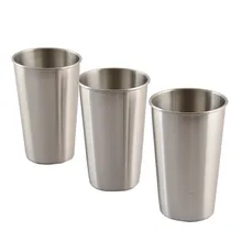 350/500ML Stainless Steel Cups with Juice Beer Glass Portion Cups 16oz Tumbler Pint Metal Kitchen Drinking Mug Bar Supply