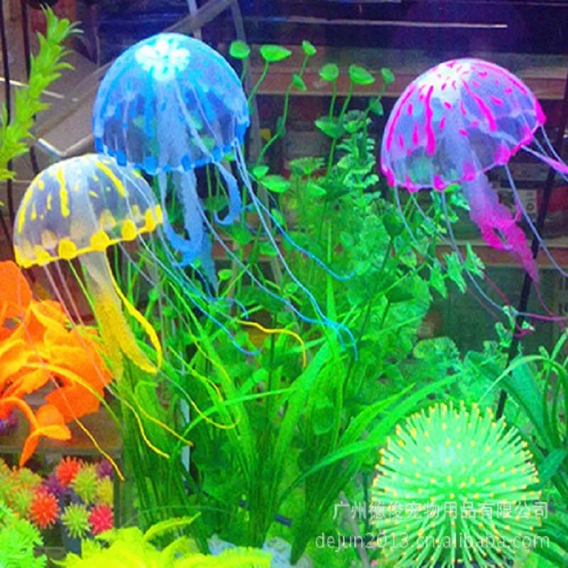 Silicone Simulation Artificial Jellyfish Glowing Effect Ornaments Fish Tank Aquarium Decoration Aquaristics Accessories | Дом и сад