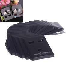 100 шт серьги шпильки Органайзер держатель черный пластик ювелирных изделий дисплей стойки печатные карты для серег#55016