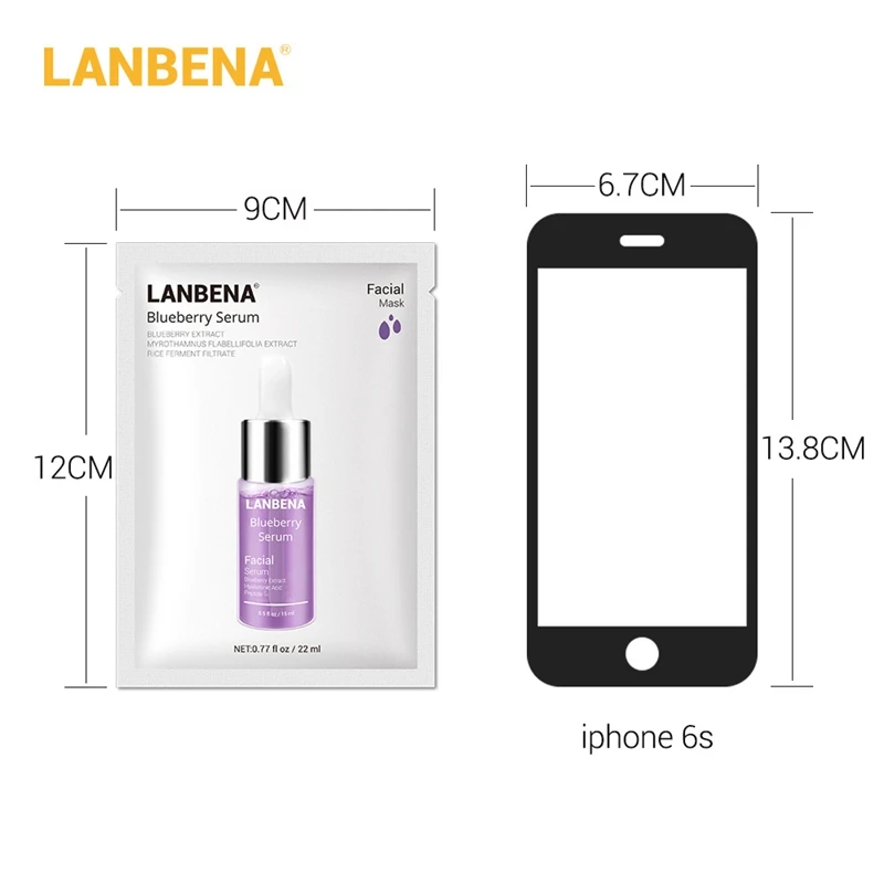 LANBENA Face Masks Hyaluronic Acid Vitamin C Serum Blueberry Sheet Mask Moisturize Whitening Anti-Aging Water-Locking Skin Care