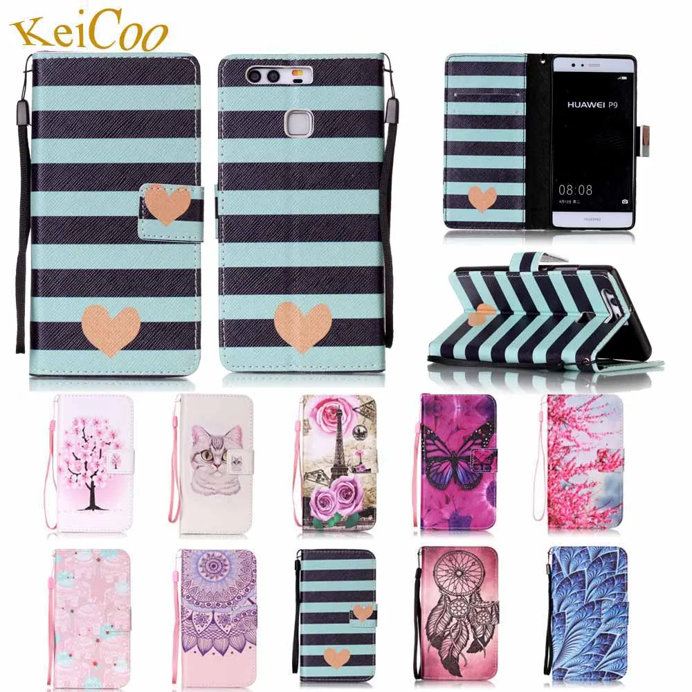 

For HUAWEI P9 Dual SIM EVA-AL10 EVA-L19 EVA-AL00 Brand Book Flip PU Leather Cases For HUAWEI P9 EVA-L09 Cute Card Holder Covers