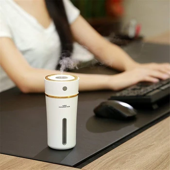 

Rechargeable 300Ml Usb Mini Humidifier With Battery, Cute Cup Style Cool Mist Ultrasonic Air Humidifier With Night Lights For