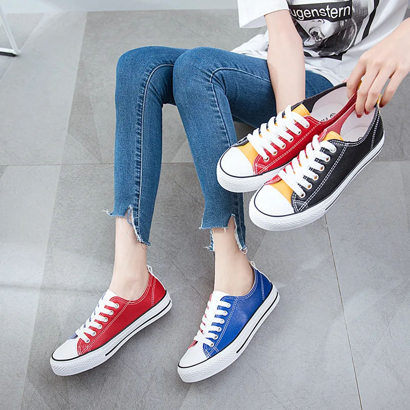 

Tleni canvas color matching couple running shoes women's large size women's shoes students low to help sports shoes women ZD-112
