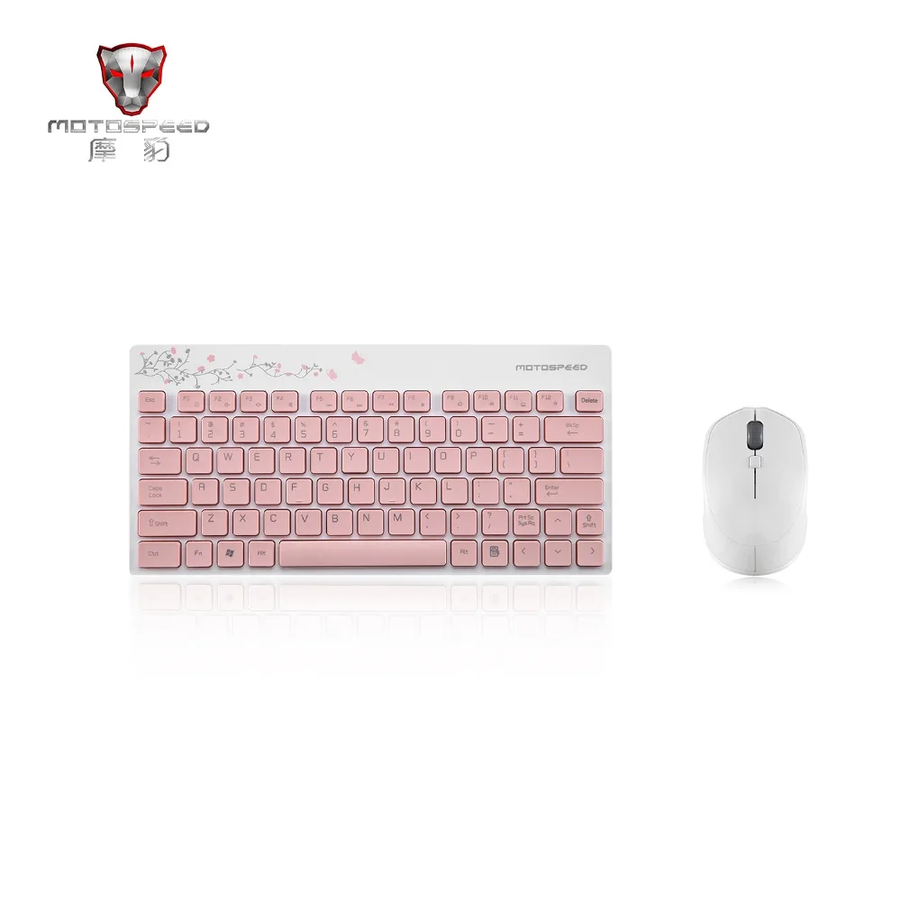 

Motospeed G3000 2.4G Wireless Keyboard And Mouse Combo Mini Keyboard 3D Wheel 1600DPI Mouse Up to 10 Meters Black and Pink