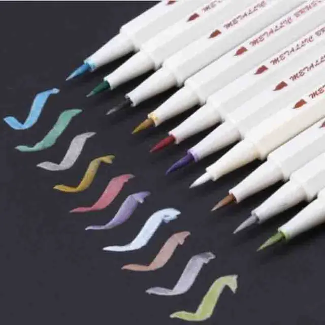10 Pcs/Box Drawing Painting Marker Pens Metallic Color Pen for Black