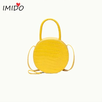 

Yellow Crocodile Pattern Messenger Bag Small Circular Bag Luxury Handbags Women Bags Designer Summer Travel Bag bolsa feminina