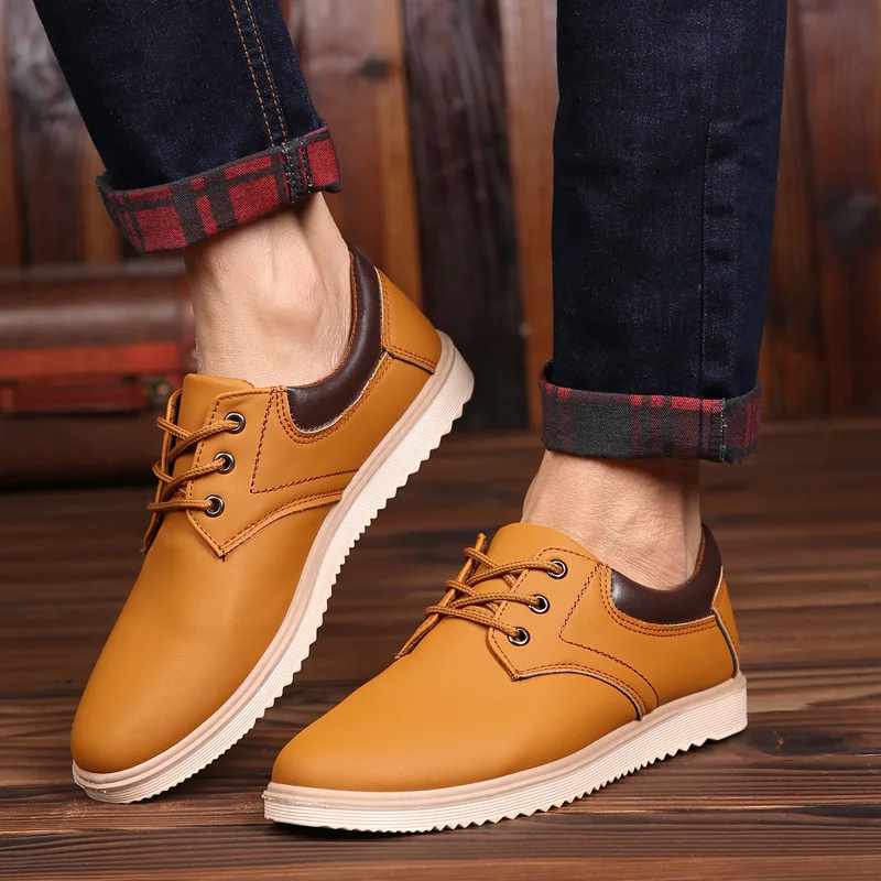 Men's New Leather Shoes Fashion Derby Shoes Oxfords Man Outdoor Non
