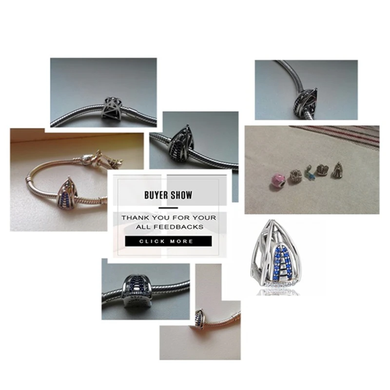 Skup 925 srebro biżuteria dubaj Burj Al Arab 3D urok z niebieskim kamieniem europejskie bransoletki dla kobiet GW marka biżuteria X386