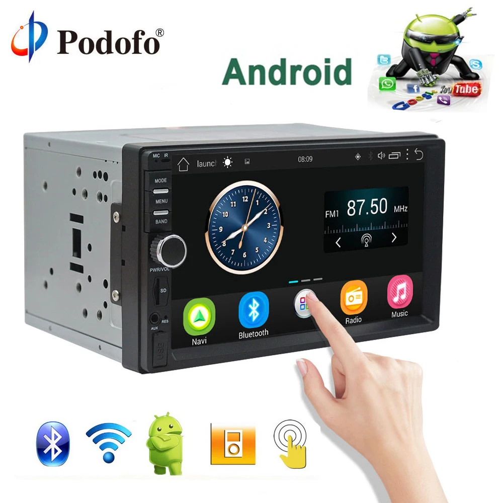

Podofo Auto Radio 2 Din Android GPS Navigation Car Radio Car Stereo 7" HD Universal Car Player Bluetooth USB Audio Backup Camera