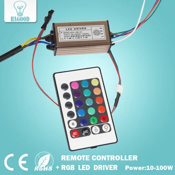 

10-100W LED Driver AC85-265V DC25-38V Power Supply Waterproof IP66 Led Transformers + RGB Remote Controller for Led Light DIY