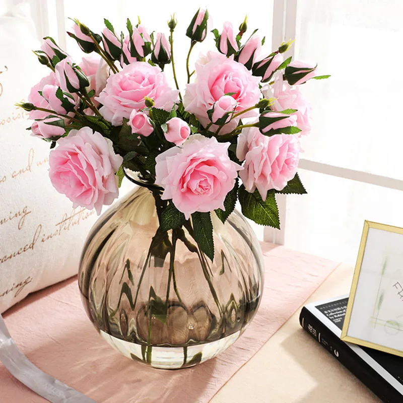 

2019 New 1pcs Silk Rose Artificial Flowers Real Touch Rose Flowers New Year Home Wedding Party Decoration Sztuczne Kwiaty