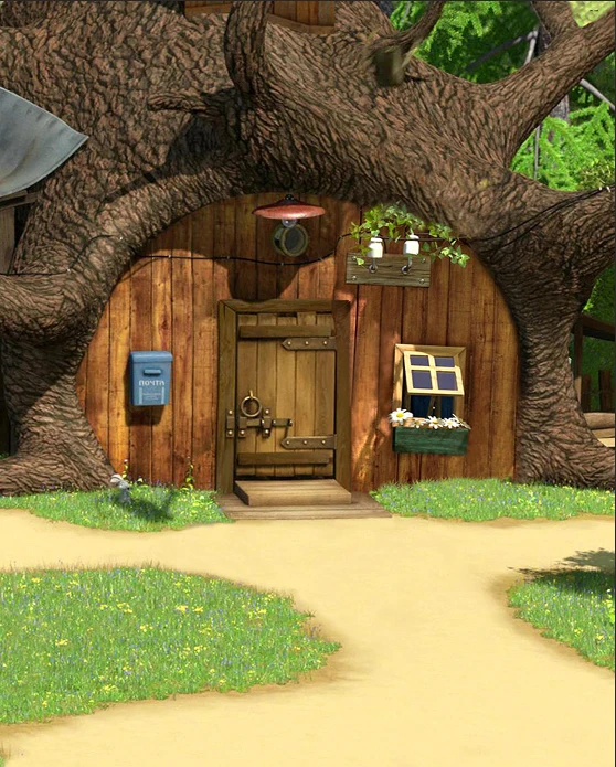 Online Shop 5x7ft Cartoon Bear Tree House Green Garden Wood Door