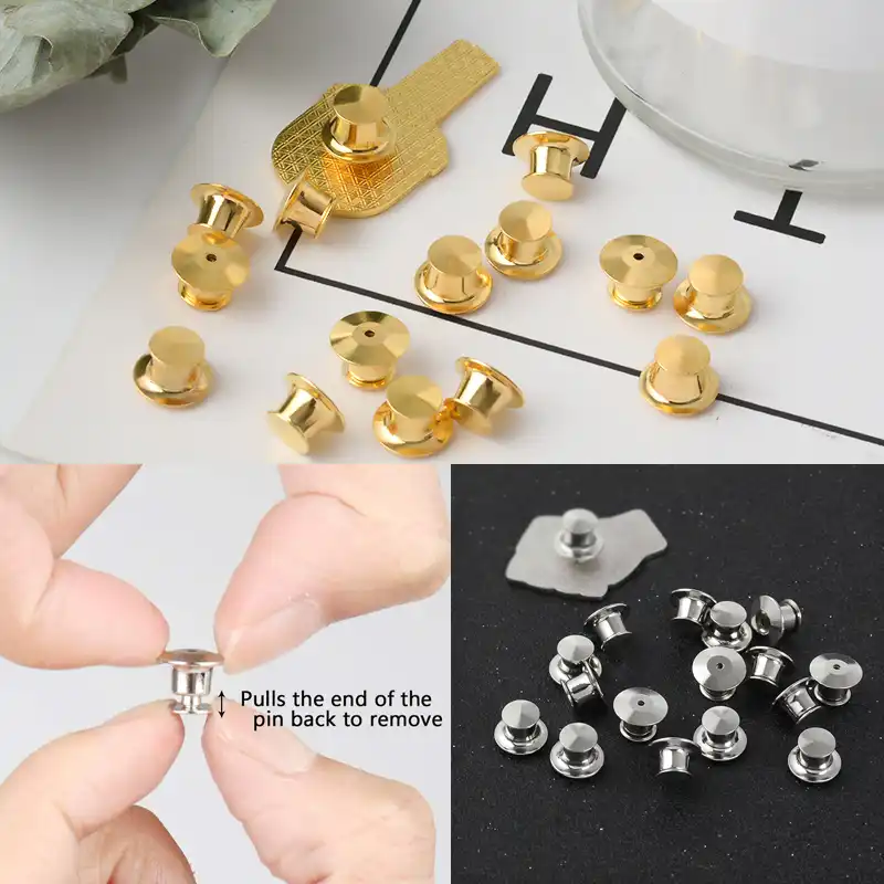 100pcs/set Metal Brooch Pin Back Locking Keepers Secure Locking Clutch