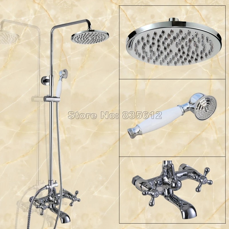 

Polished Chrome Finish Bathroom Rainfall Shower Heads Wall Mounted Rain Shower Faucet Set with Bathtub Mixer Taps Wcy320