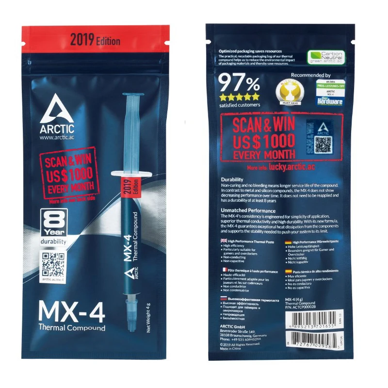 القطب الشمالي MX-4 4g المعالج CPU GPU برودة الحرارية مجمع شحم حراري موصل الجص غرفة تبريد معجون حراري القطب الشمالي MX-4 4g المعالج CPU GPU برودة الحرارية مجمع شحم حراري موصل الجص غرفة تبريد معجون حراري