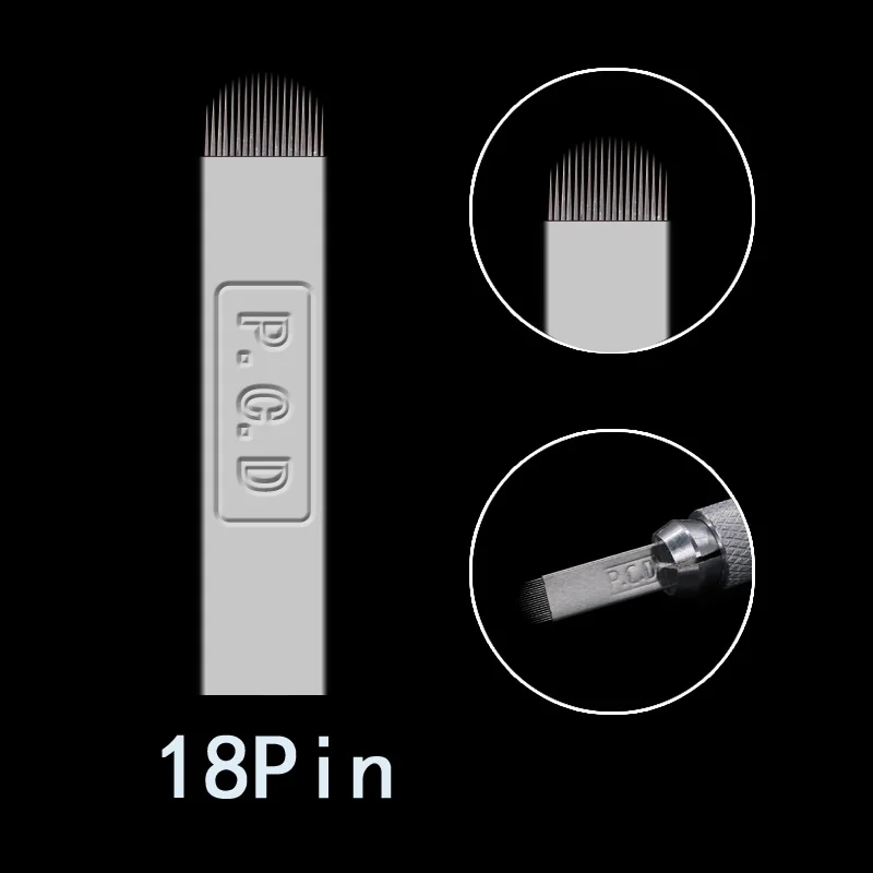 PCD 500 шт Lamina Tebori 18 Pin u образные иглы для татуажа Перманентный макияж лезвие вышивки