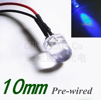 

(CE&Rosh)12V / 24V Pre-wired led light lamp Blue 10mm DIP LED 20mm prewired led 100pcs/lots