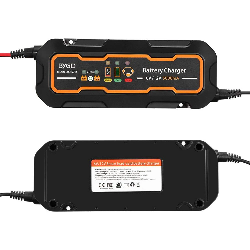Зарядное устройство для мотоцикла 6 В/12 В адаптируется автоматически 5А полный 3 этапа свинцово-кислотная AGM гелевая Автомобильная батарея зарядное устройство