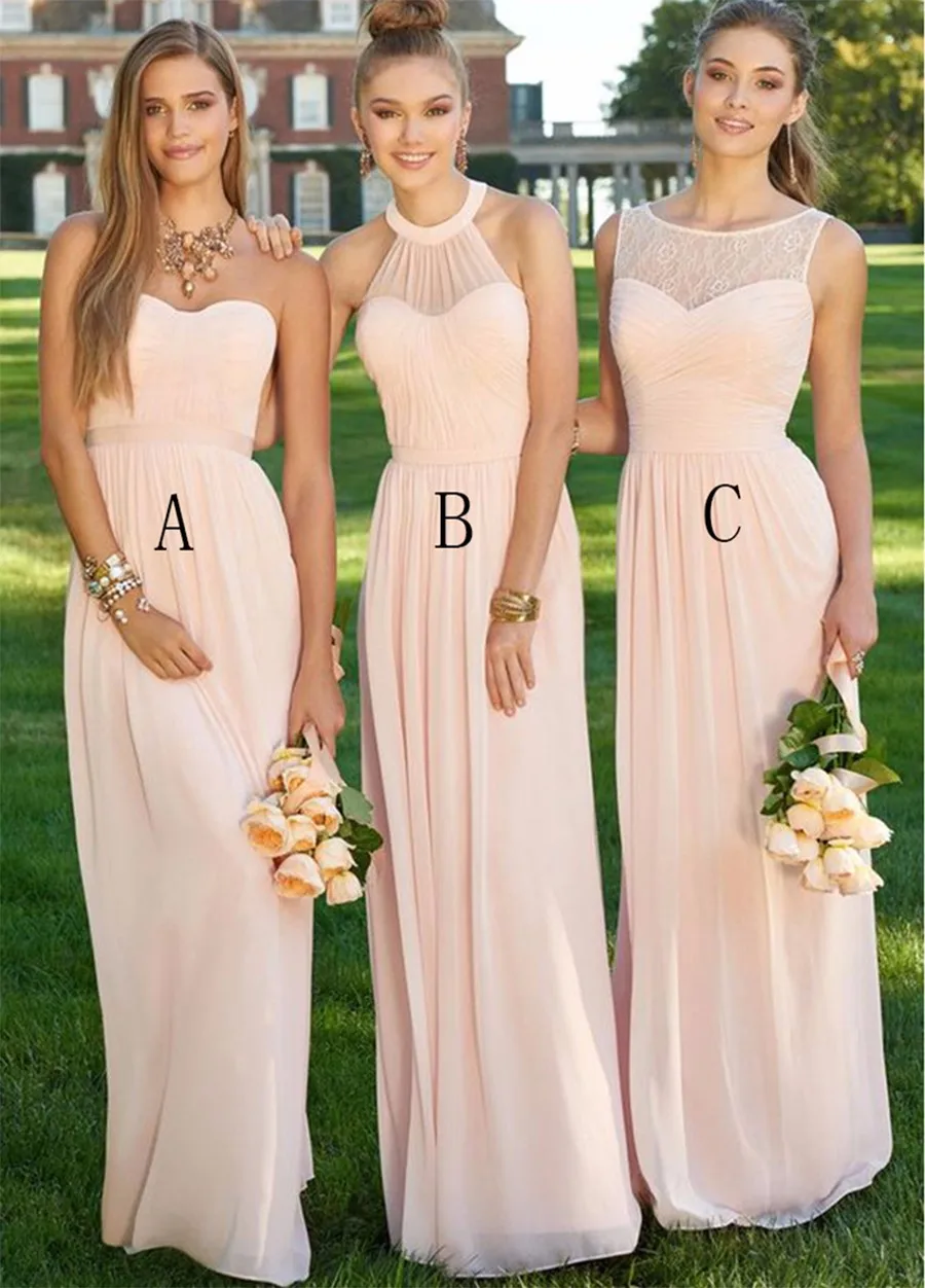 Halter Pleat Chiffon Bridesmaid Dresses 