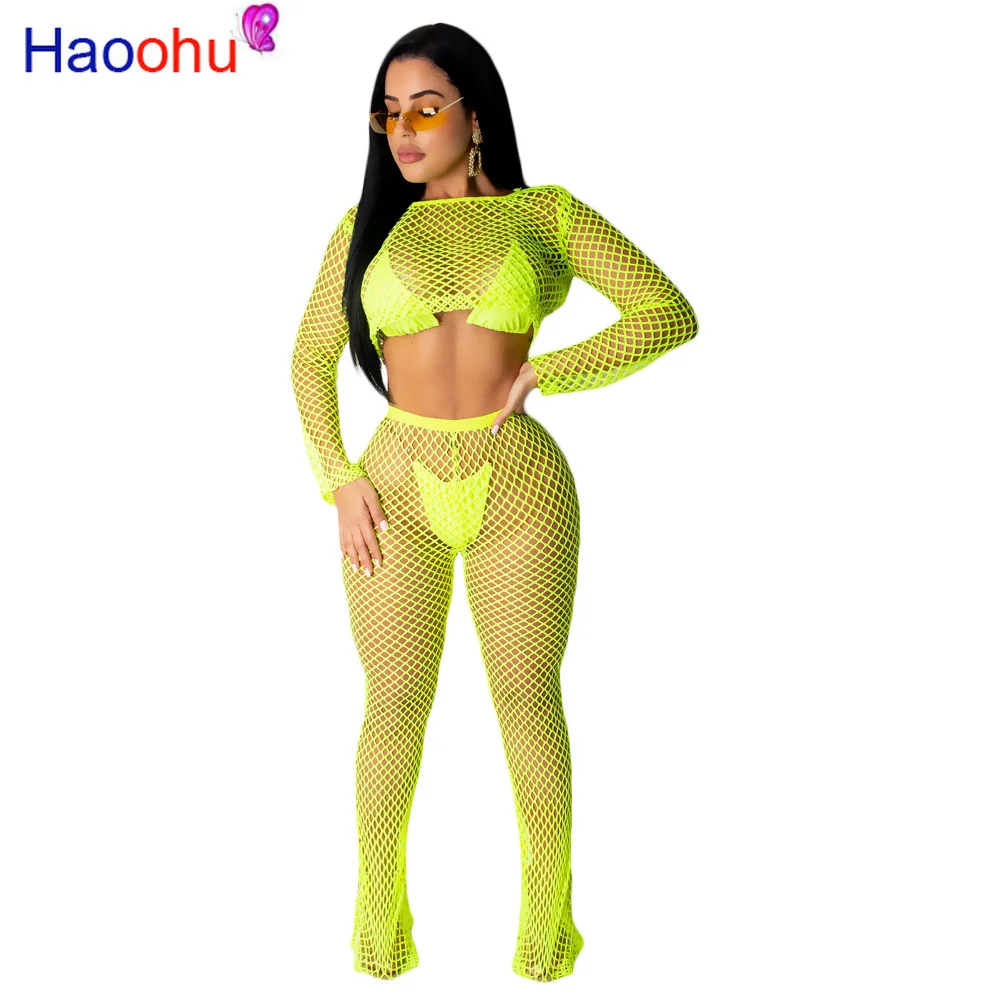 HAOOHU Neon Mesh Fishnet Sheer Sexy 
