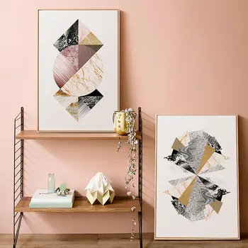 

Unframed Abstract Canvas Painting Picture Print Marble Geometric Poster Modern Nordic Home Decor Wall Art Living Room Mural