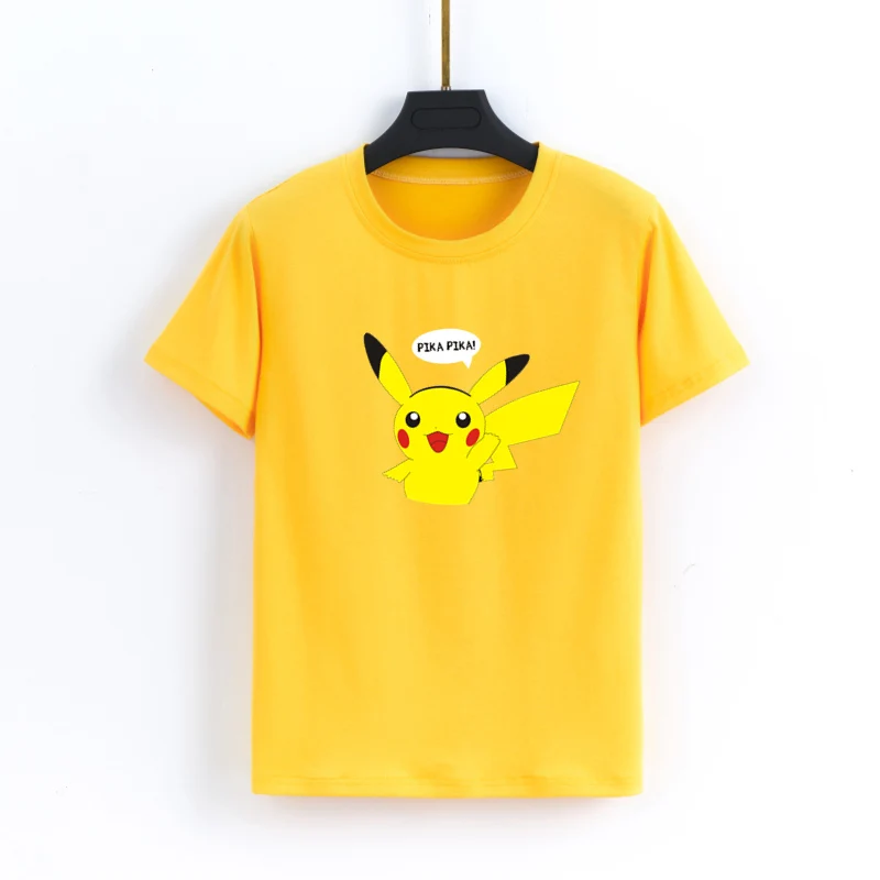 yellow tee Осень, женские толстовки с капюшоном, водолазка с принтом Пикачу, толстовки Harajuku, модные кавайные топы, парные пуловеры с рисунком покемона - Цвет: yellow tee