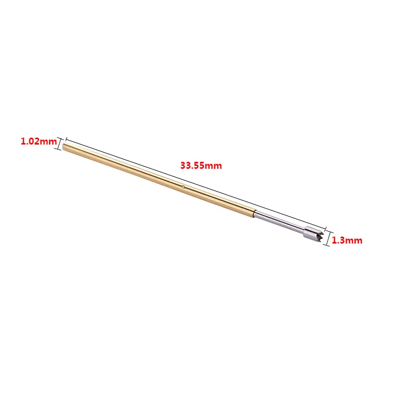100Pcs PL75-H2 Test Probe Instrument Length 33.35MM Nickel Plate Pogo Pins Dia 1.3mm Phosphor Brass Spring Pressure Test Probe