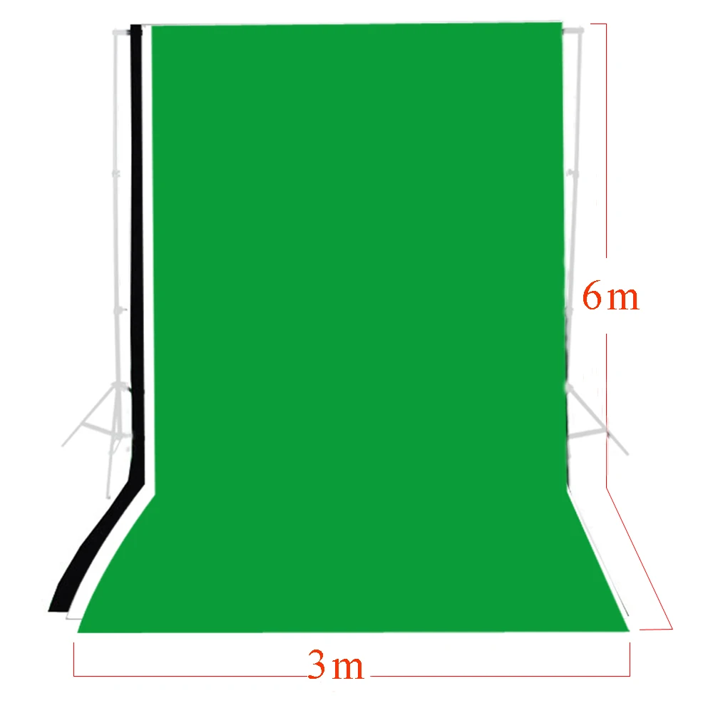 

3 pic Photo studio 3m x 6m Photo Studio Solid Muslin Backdrop Background Green Black white backdrop set chromakey  PSB6D
