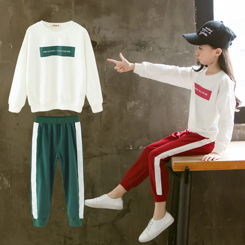 

Girls Autumn Spring Clothes Set Kid Print Letter Long Sleeve Top+Pants Suit 2019 Child School Clothes Set Children's Clothes 2pc