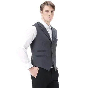 

New Real Broadcloth Cotton Polyester Chaleco Hombre Vests Suit Waistcoat Next New Men's Vest Men Five Button Customized Size