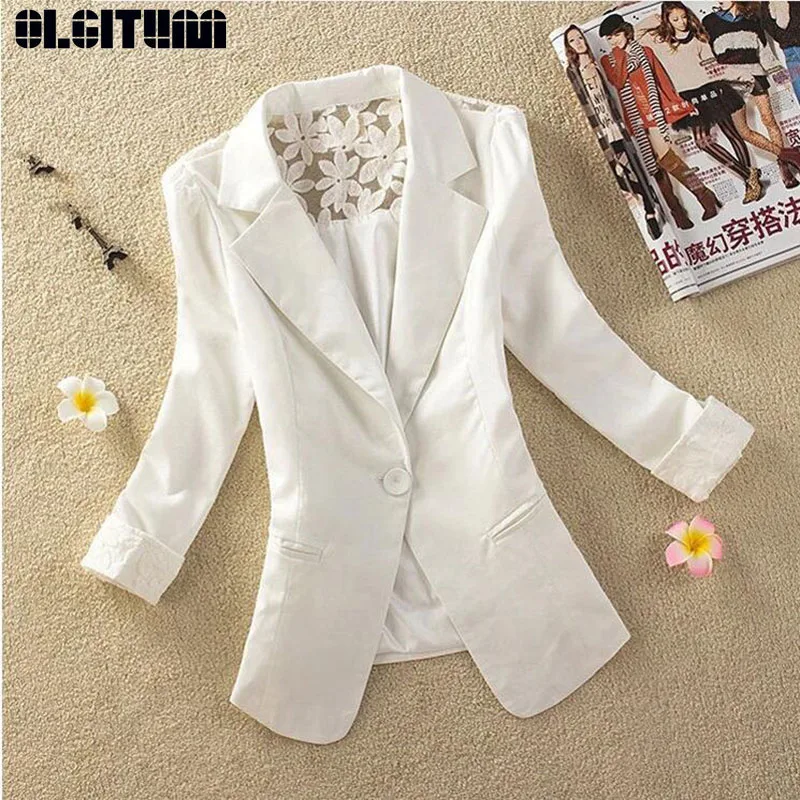 

OLGITUM New 2019 Fashion Female Short Design Slim Suit Jackets Elegant Thin Outerwear Women Casual Spring Autumn Jacket JK714