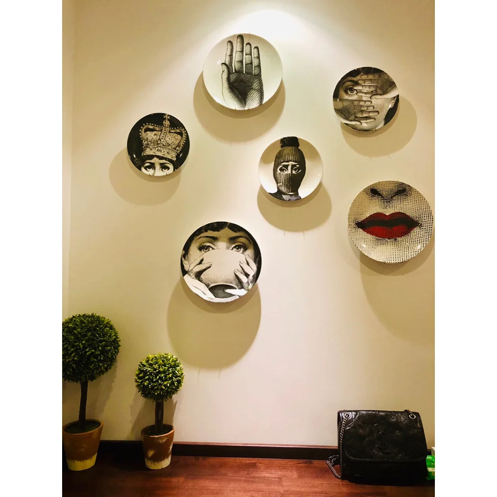 Fornasetti Crafts Decoration Ceramic Plates Home Decoration Plate Porcelain Wall Hanging Art Plates 8 Inch Wholesale